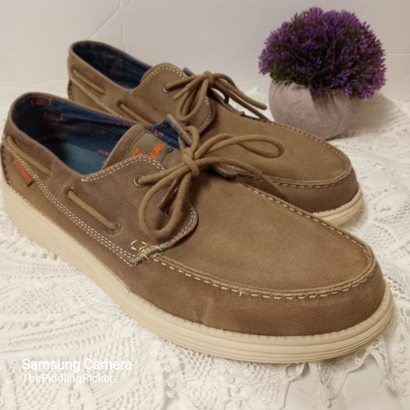 Skechers Shoes Skechers Mens Memory Foam Vintage Wash Canvas Boat Shoes Poshmark